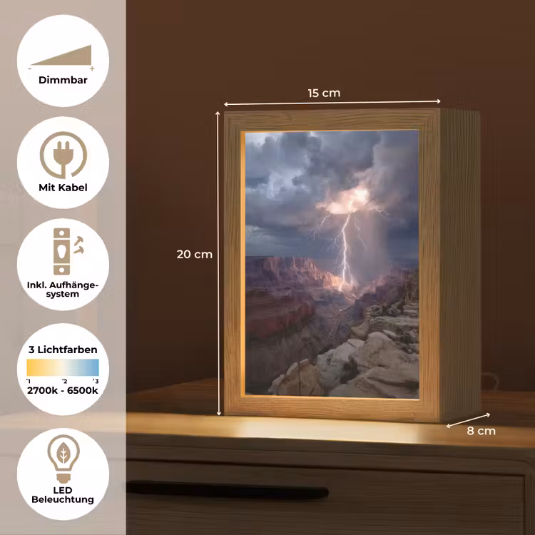 Bliksem - Wolken - Canyon Light Box met kabel (Tafellamp) klein -USP_DE