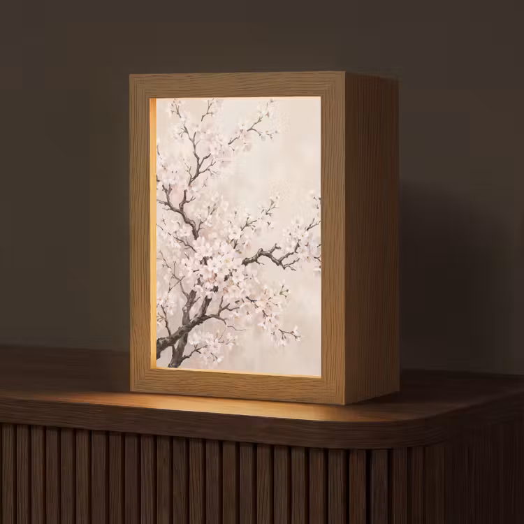 Bloesem - Illustratie - Taupe Light Box met kabel (Tafellamp) klein -z3d_website