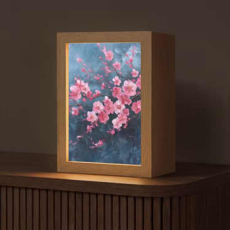 Bloem - Bloesems - Roze - Abstract Light Box met kabel (Tafellamp) klein -z3d_website