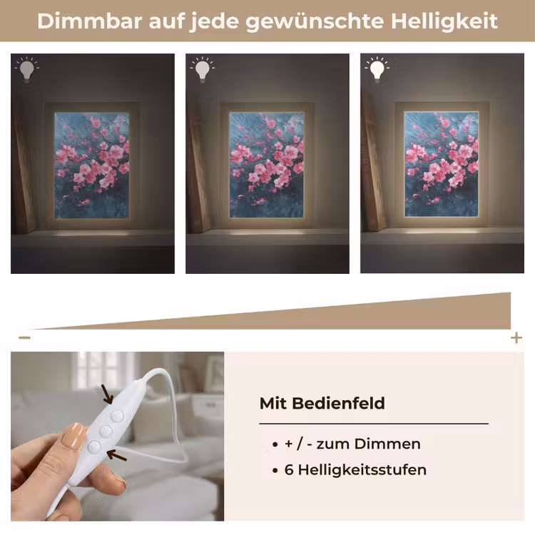 Bloem - Bloesems - Roze - Abstract Light Box met kabel (Tafellamp) klein -USP_dimbaarDE