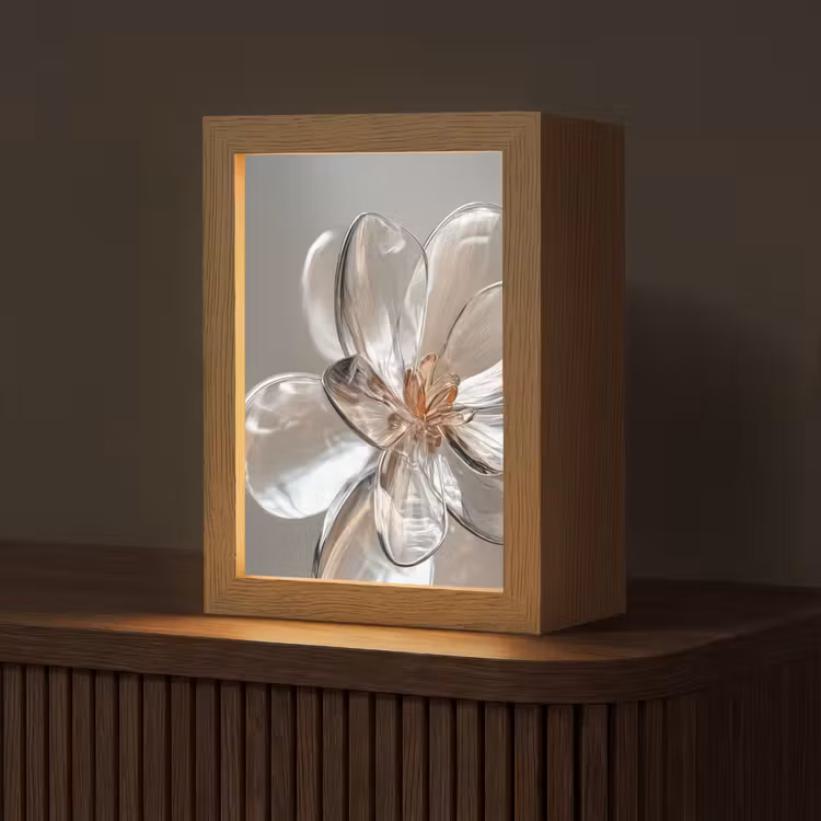Bloem - Glazen - Doorzichtig Light Box met kabel (Tafellamp) klein -z3d_website
