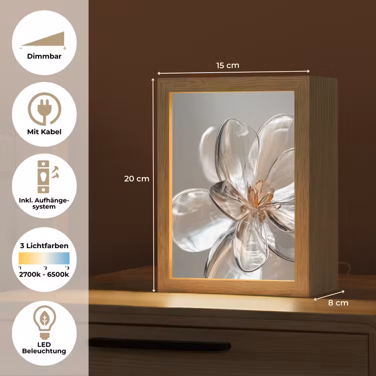 Bloem - Glazen - Doorzichtig Light Box met kabel (Tafellamp) klein -USP_DE