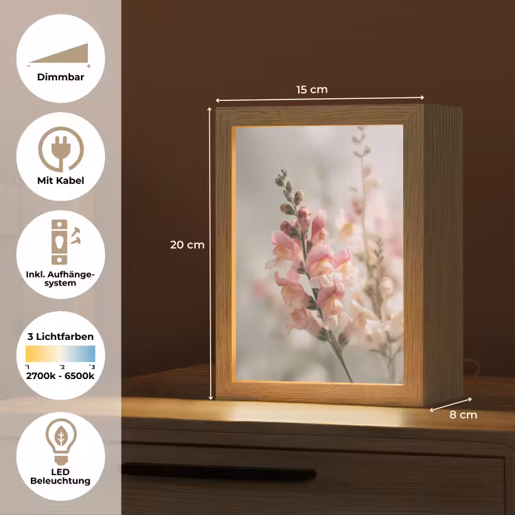 Bloem - Leeuwenbek - Roze - Stengel Light Box met kabel (Tafellamp) klein -USP_DE