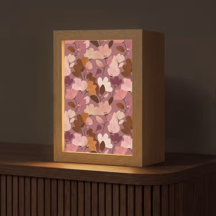 Bloem - Patroon - Roze Light Box met kabel (Tafellamp) klein 925 -z3d_website