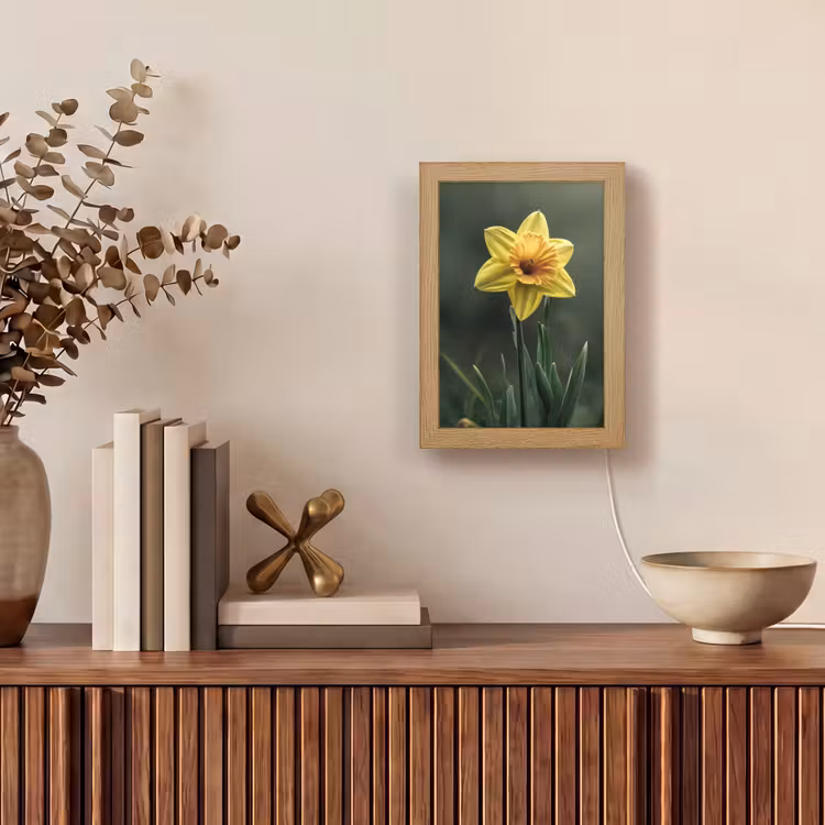 Bloem - Narcis - Gras - Geel Light Box met kabel (Tafellamp) klein -sfeer2