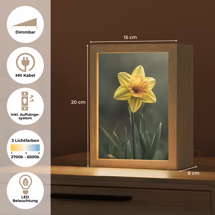 Bloem - Narcis - Gras - Geel Light Box met kabel (Tafellamp) klein -USP_DE
