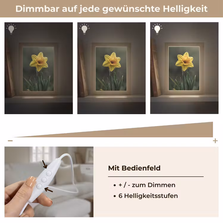 Bloem - Narcis - Gras - Geel Light Box met kabel (Tafellamp) klein -USP_dimbaarDE
