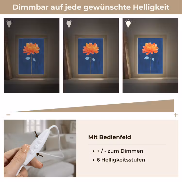 Bloem - Oranje - Bladeren Light Box met kabel (Tafellamp) klein -USP_dimbaarDE