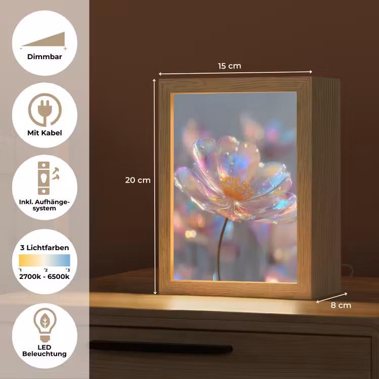 Bloem - Transparant - Pastelkleuren - Druppels Light Box met kabel (Tafellamp) klein -USP_DE