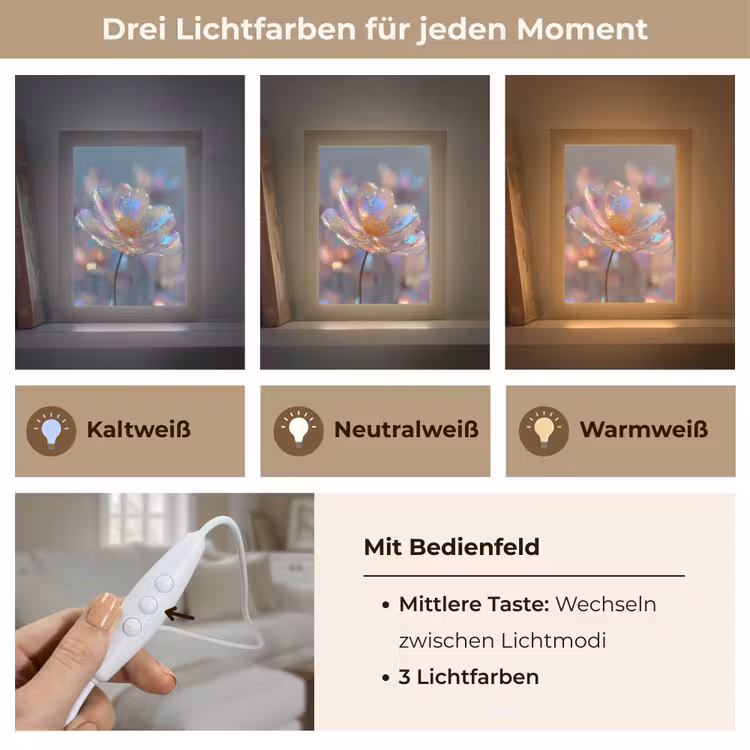Bloem - Transparant - Pastelkleuren - Druppels Light Box met kabel (Tafellamp) klein -USP_lichtkleurDE