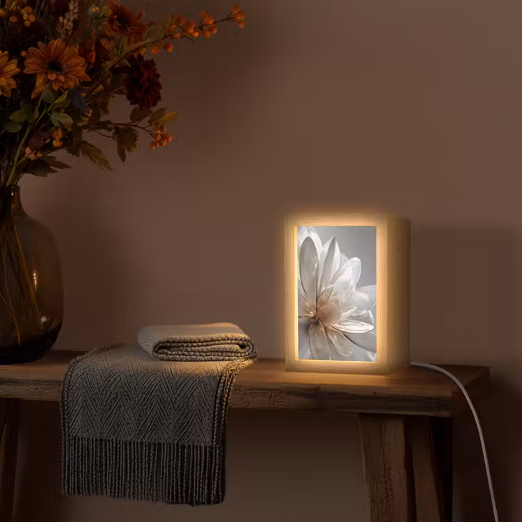Bloem - Wit - Neutraal Light Box met kabel (Tafellamp) klein -sfeer4