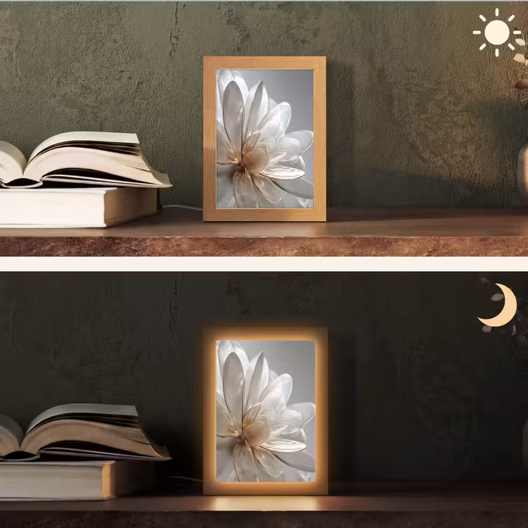 Bloem - Wit - Neutraal Light Box met kabel (Tafellamp) klein -sfeer3