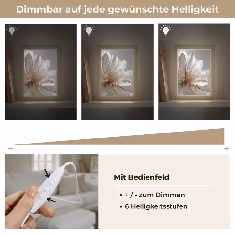 Bloem - Wit - Neutraal Light Box met kabel (Tafellamp) klein -USP_dimbaarDE