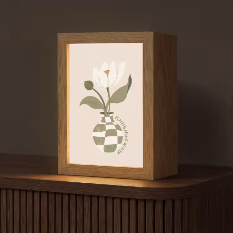 Bloem - Wit - Vaas - Quote Light Box met kabel (Tafellamp) klein -z3d_website