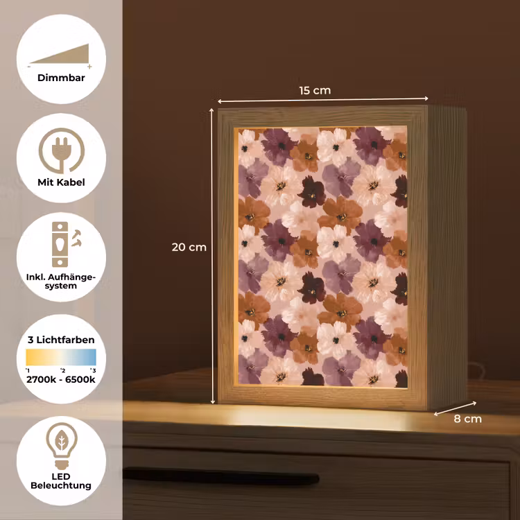 Bloemen - Abstract - Aardetinten Light Box met kabel (Tafellamp) klein 925 -USP_DE