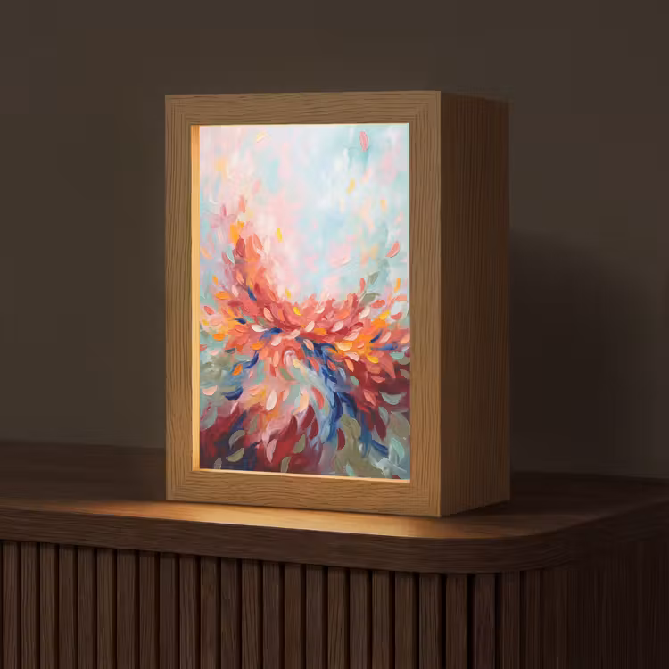 Bloemen - Abstract - Kunst - Modern Light Box met kabel (Tafellamp) klein -z3d_website