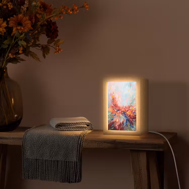 Bloemen - Abstract - Kunst - Modern Light Box met kabel (Tafellamp) klein -sfeer4