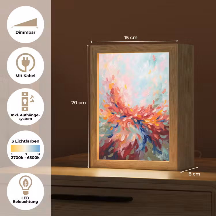 Bloemen - Abstract - Kunst - Modern Light Box met kabel (Tafellamp) klein -USP_DE