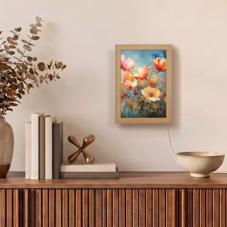 Bloemen - Watercolor - Kunst - Botanisch - Natuur Light Box met kabel (Tafellamp) klein -sfeer2