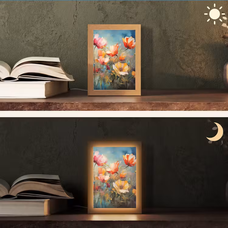 Bloemen - Watercolor - Kunst - Botanisch - Natuur Light Box met kabel (Tafellamp) klein -sfeer3