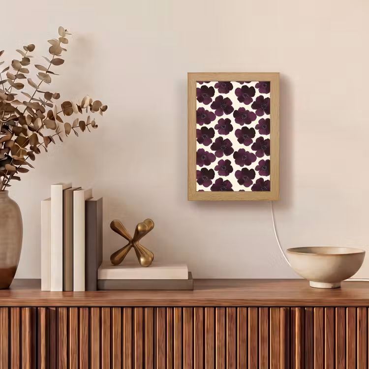 Bloemen - Aquarel - Paars Light Box met kabel (Tafellamp) klein 925 -sfeer2