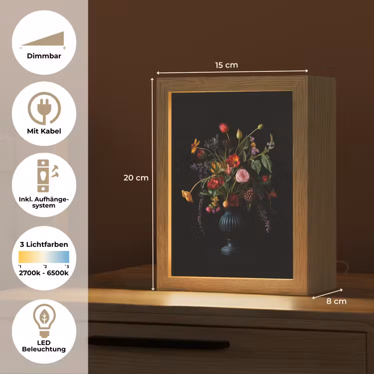 Bloemen - Bessen - Klassiek Light Box met kabel (Tafellamp) klein -USP_DE
