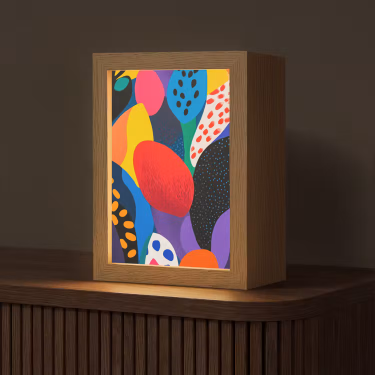 Bloemen - Bladeren - Abstract - Rood Light Box met kabel (Tafellamp) klein -z3d_website
