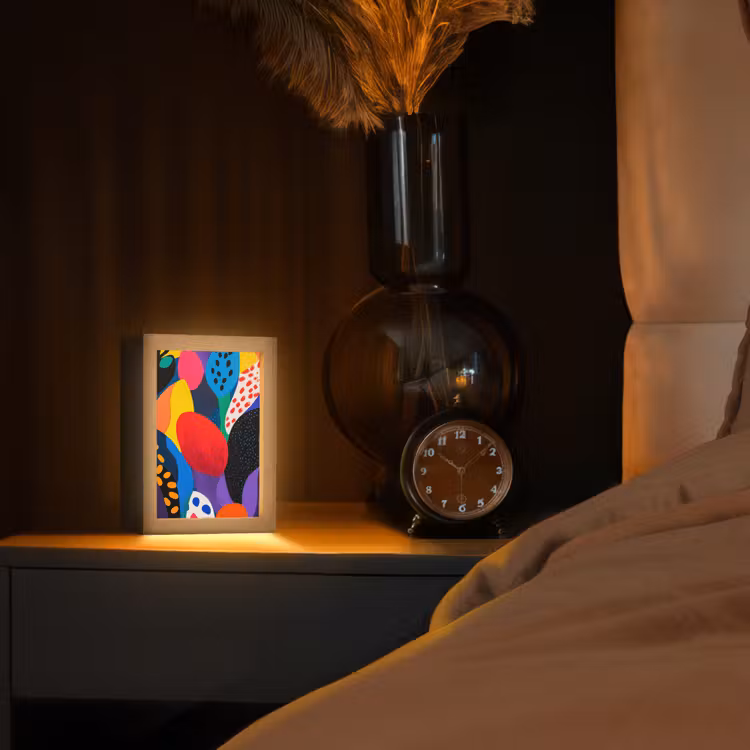 Bloemen - Bladeren - Abstract - Rood Light Box met kabel (Tafellamp) klein -sfeer1