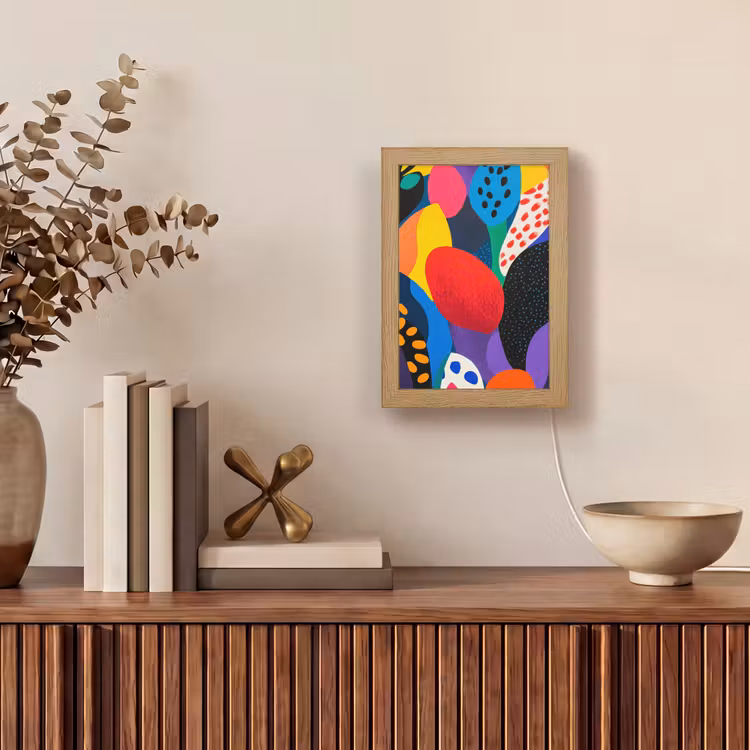 Bloemen - Bladeren - Abstract - Rood Light Box met kabel (Tafellamp) klein -sfeer2