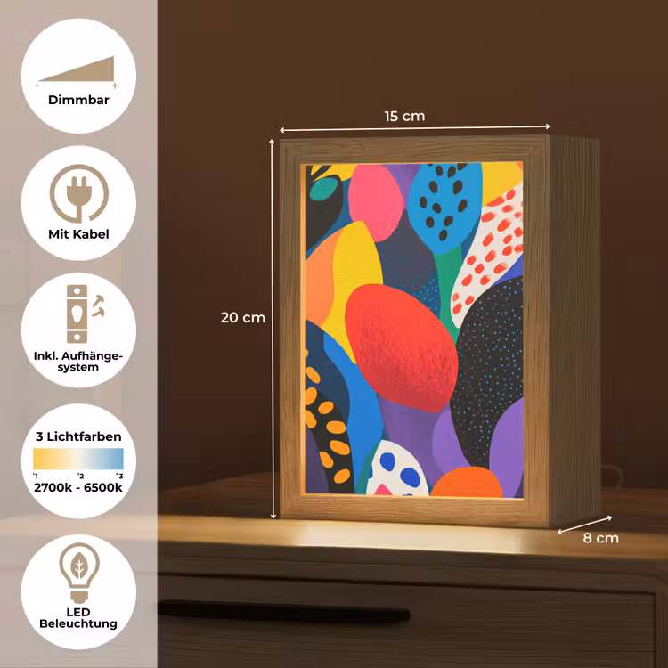 Bloemen - Bladeren - Abstract - Rood Light Box met kabel (Tafellamp) klein -USP_DE