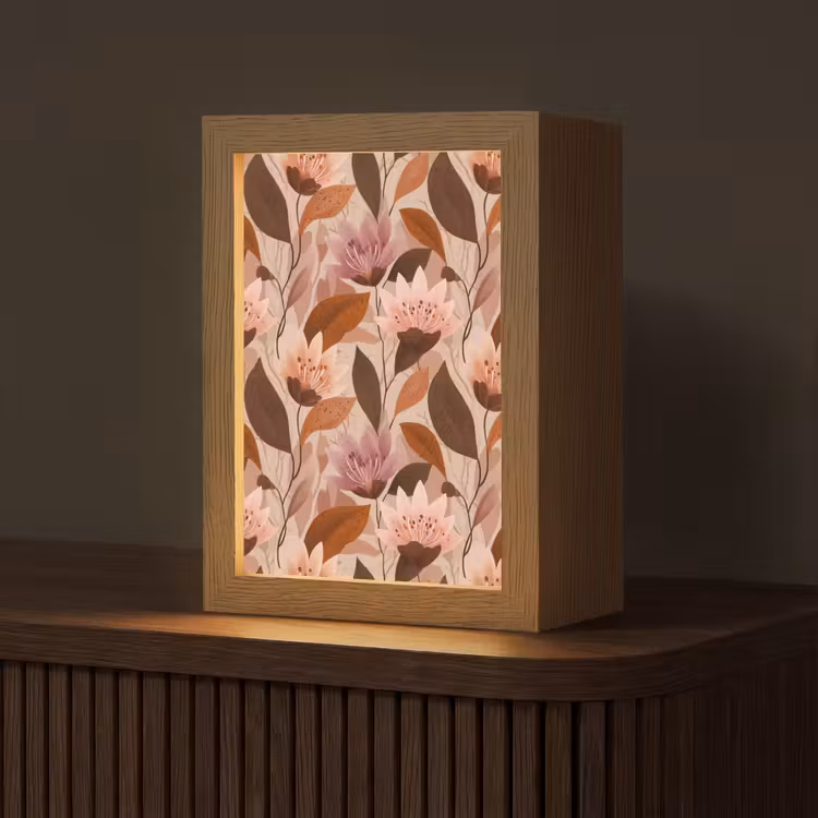 Bloemen - Bladeren - Bruin Light Box met kabel (Tafellamp) klein 925 -z3d_website