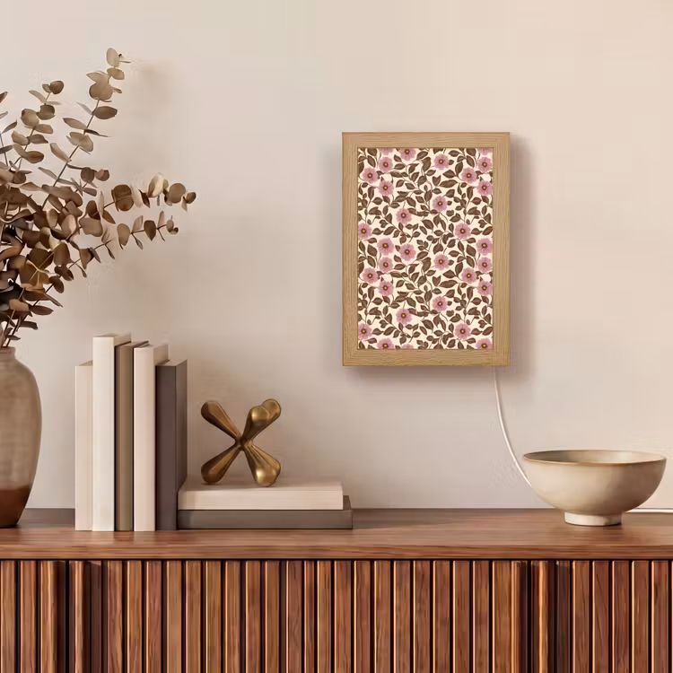 Bloemen - Bladeren - Kleurrijk Light Box met kabel (Tafellamp) klein 925 -sfeer2