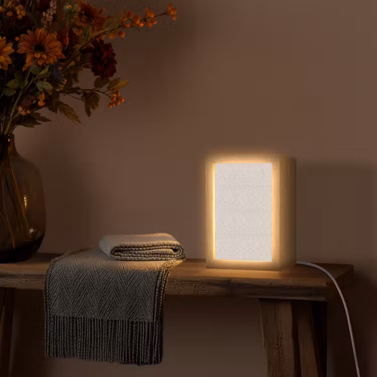 Bloemen - Bladeren - Licht - Taupe Light Box met kabel (Tafellamp) klein 925 -sfeer4