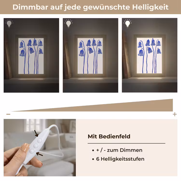 Bloemen - Blauw - Lijnen - Bloemblaadjes Light Box met kabel (Tafellamp) klein -USP_dimbaarDE