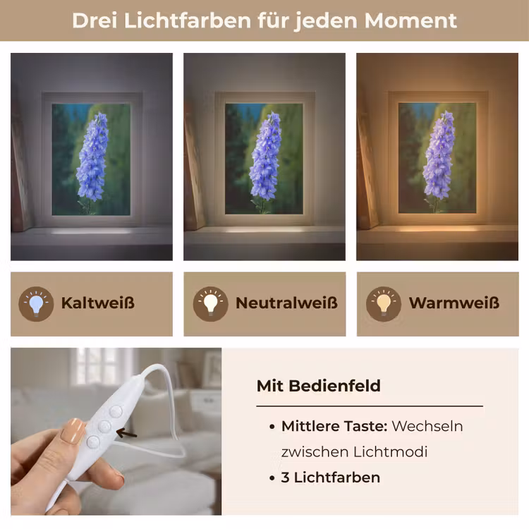 Bloemen - Blauw - Dennenboom Light Box met kabel (Tafellamp) klein -USP_lichtkleurDE