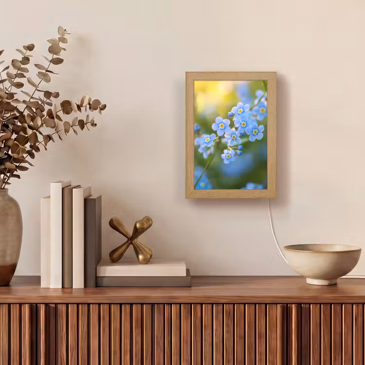 Bloemetjes - Blauw - Vergeet mij nietjes Light Box met kabel (Tafellamp) klein -sfeer2