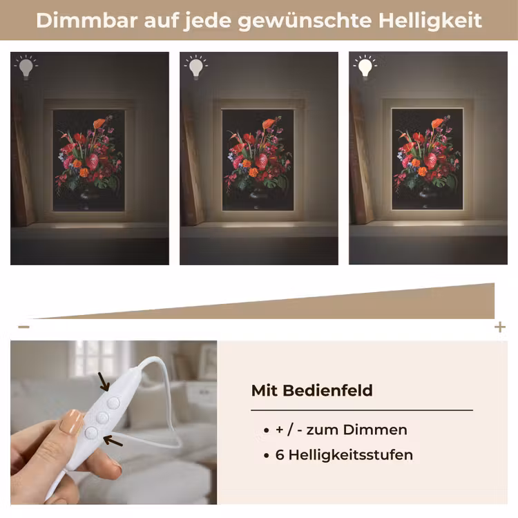 Bloemen - Boeket - Sierlijk Light Box met kabel (Tafellamp) klein -USP_dimbaarDE