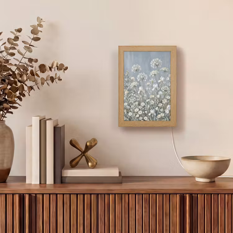 Bloemen - Botanisch - Blauw Light Box met kabel (Tafellamp) klein -sfeer2