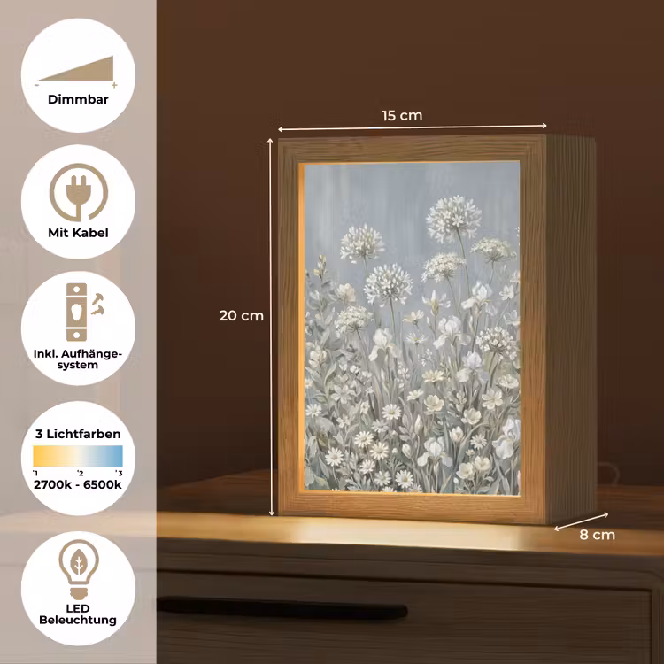 Bloemen - Botanisch - Blauw Light Box met kabel (Tafellamp) klein -USP_DE