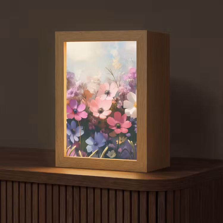 Bloemen - Kleurrijk - Bloei Light Box met kabel (Tafellamp) klein -z3d_website