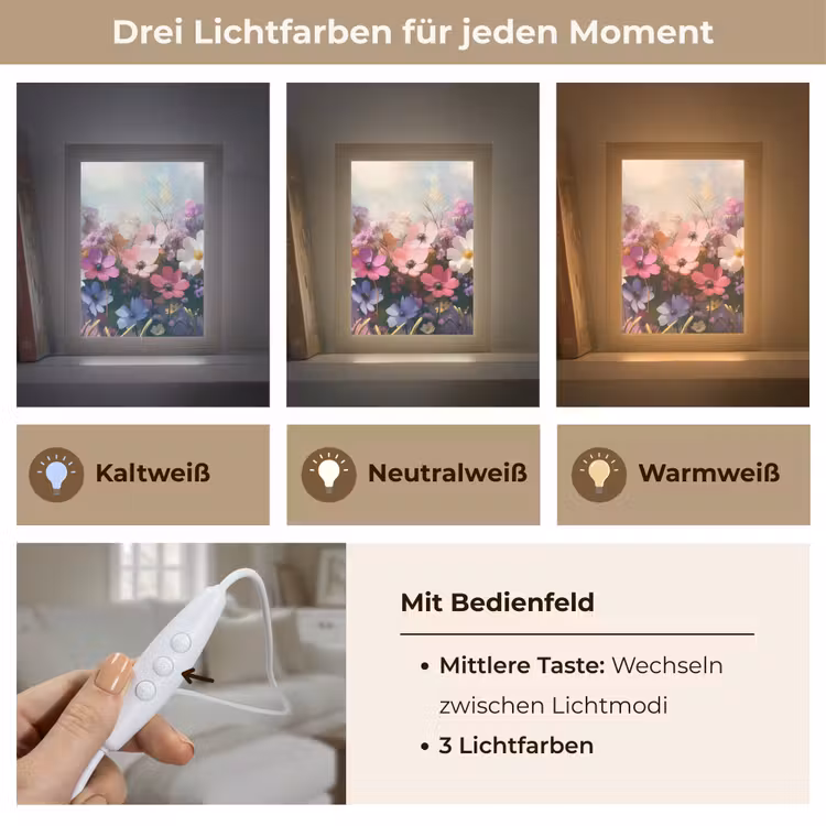 Bloemen - Kleurrijk - Bloei Light Box met kabel (Tafellamp) klein -USP_lichtkleurDE