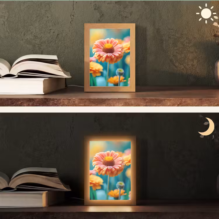 Bloemen - Kleurrijk - Natuur - Gerbera Light Box met kabel (Tafellamp) klein -sfeer3