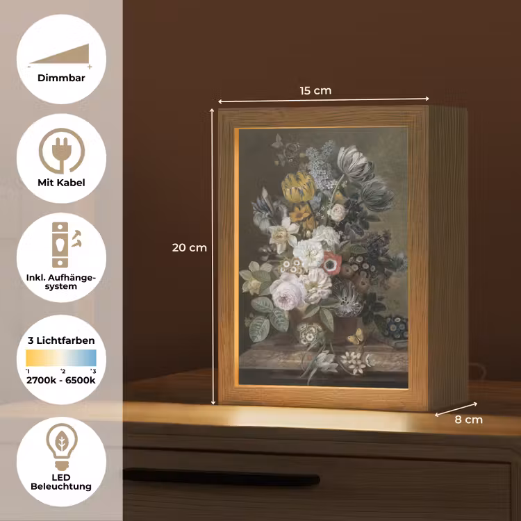 Bloemen - Eelke Jelles Eelkema - Oude meesters Light Box met kabel (Tafellamp) klein -USP_DE
