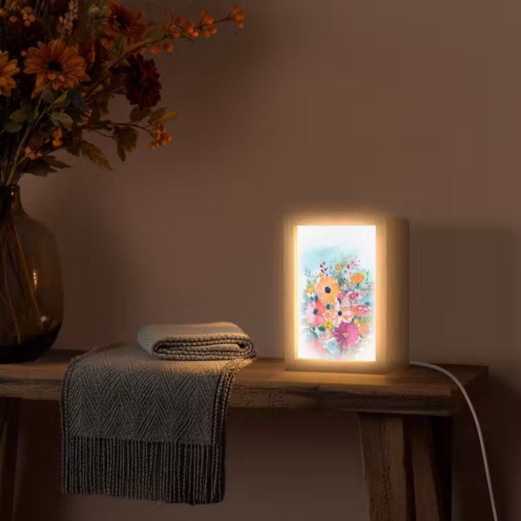 Bloemen - Kleuren - Boeket - Natuur Light Box met kabel (Tafellamp) klein -sfeer4