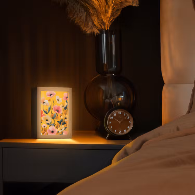Bloemen - Veld - Geel Light Box met kabel (Tafellamp) klein -sfeer1