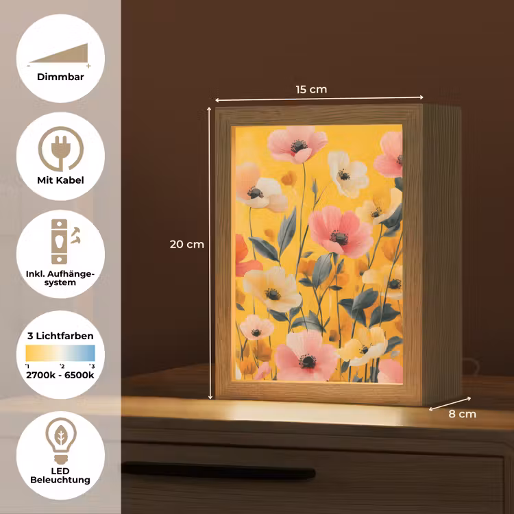 Bloemen - Veld - Geel Light Box met kabel (Tafellamp) klein -USP_DE