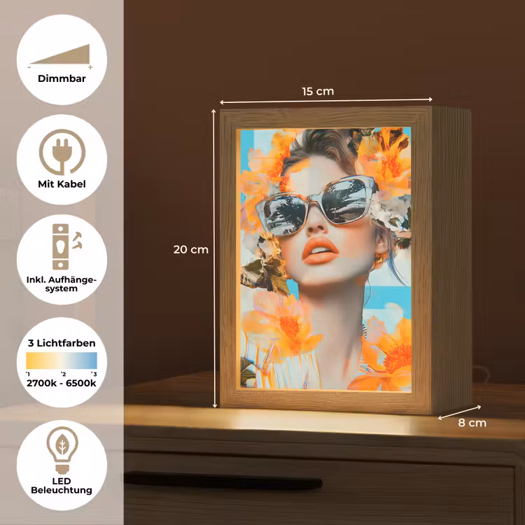 Bloemen - Vrouw - Zonnebril - Blauw Light Box met kabel (Tafellamp) klein -USP_DE