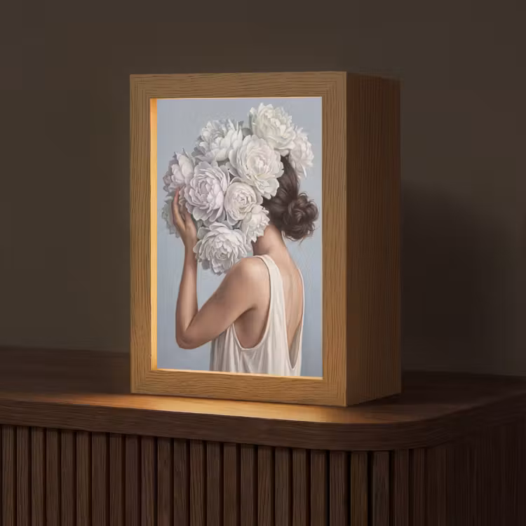 Bloemen - Vrouw - Wit Light Box met kabel (Tafellamp) klein -z3d_website