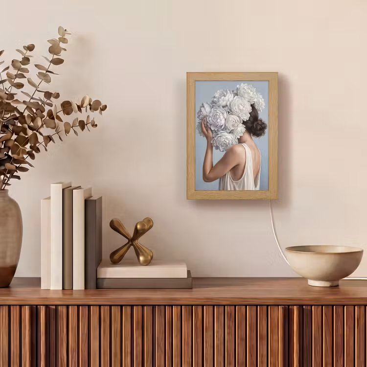 Bloemen - Vrouw - Wit Light Box met kabel (Tafellamp) klein -sfeer2