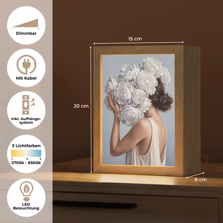 Bloemen - Vrouw - Wit Light Box met kabel (Tafellamp) klein -USP_DE